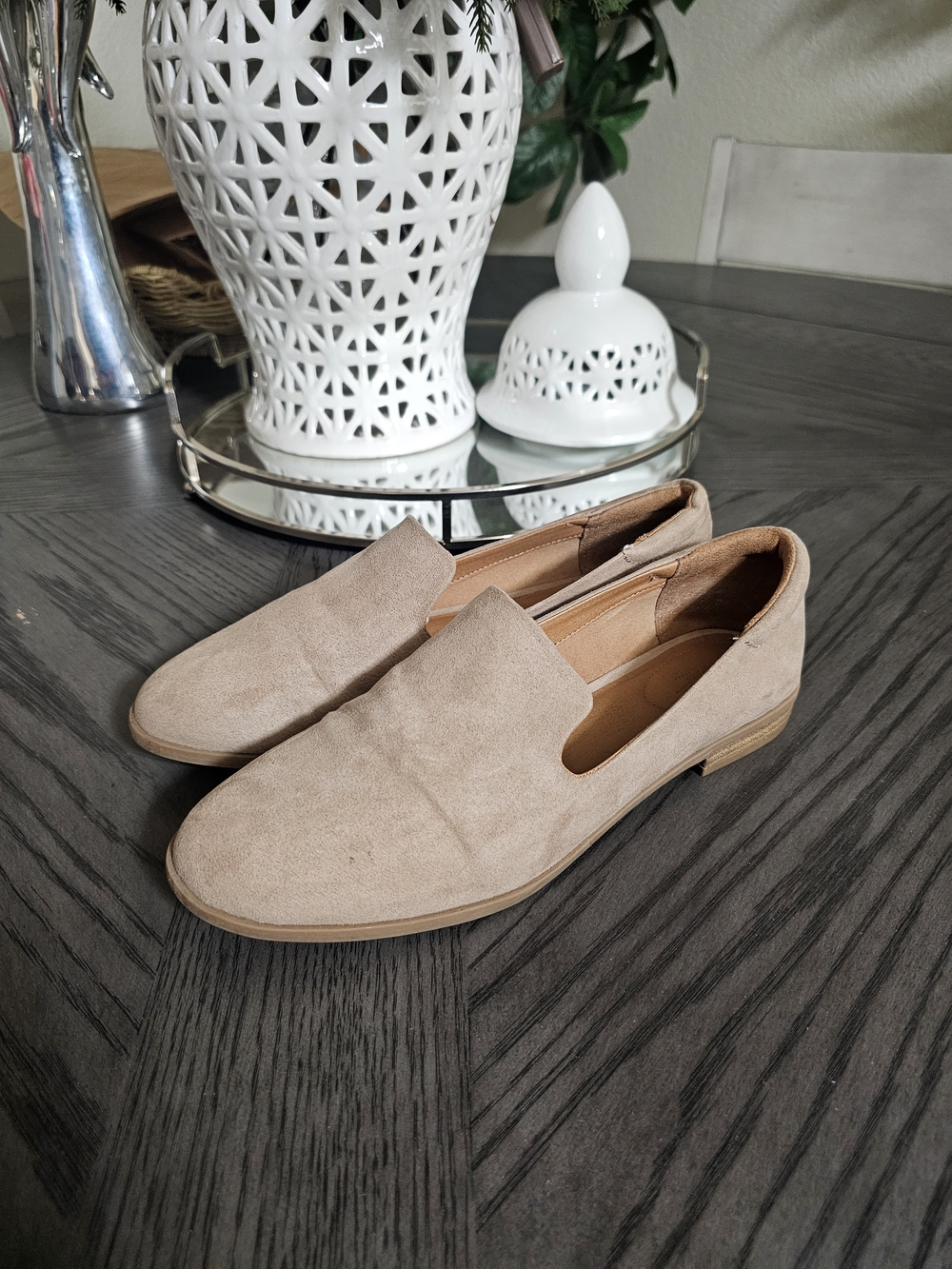 Universal Thread Beige Suede Slip-On Loafers